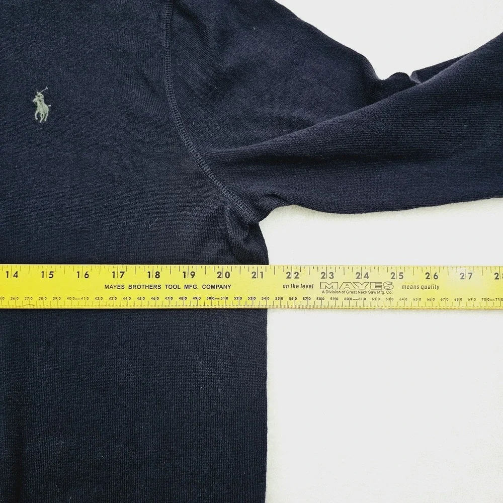 Polo Ralph Lauren Sweater Mens Medium Blue Navy‎ Quarter Zip Mock Neck Pony Logo